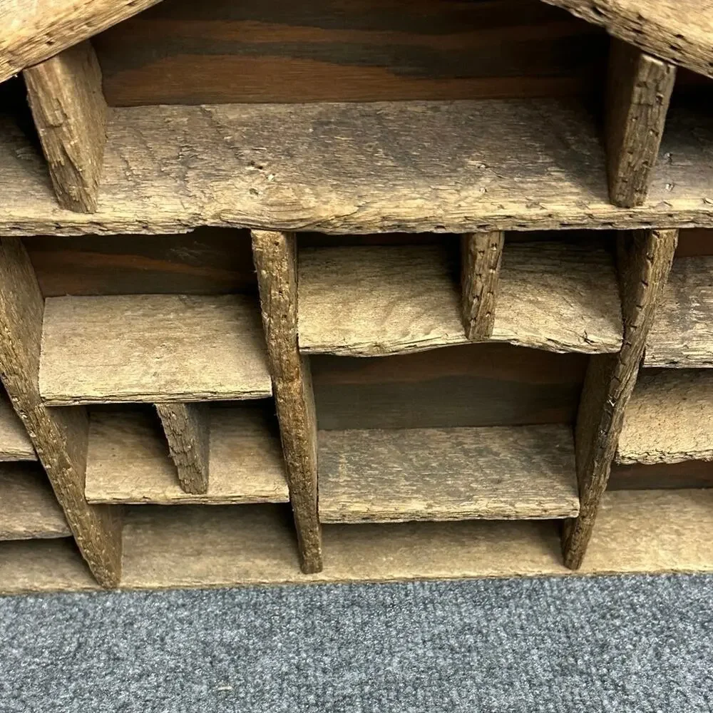 Vintage primitive wood trinket shelf house shape knick knacks display rustic 16”